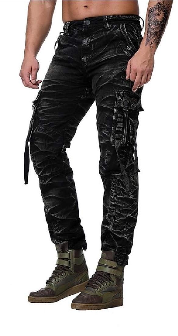 WSPLYSPJY Mens Relaxed Fit Cotton Multi-Pocket Outdoor Cargo Pant Cotton Cargo Trousers