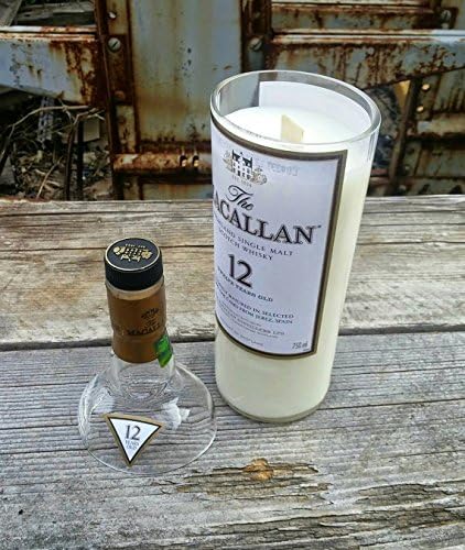 MACALLAN GOLD Whiskey Soy Candle- Cut Bottle Re-purposed Recycled Liquor