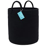 OrganiHaus Woven Laundry Basket - Large Round Black