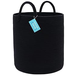 OrganiHaus Woven Laundry Basket - Large Round Black