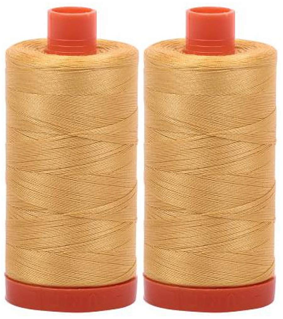2-Pack - Aurifil 50WT - Spun Gold (2134) Solid - Mako Cotton Thread - 1422 Yards Each — image 1