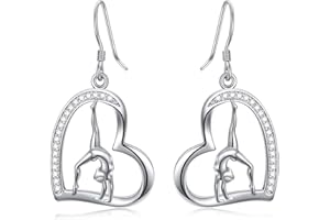 POPKIMI Gymnastics Gifts for Daughter Granddaughter Gymnast Stud Earrings 925 Sterling Silver Flipping Gymnast Team USA Gymnastic Girl Earring Sport Ballerina for Women Girls Birthday Christmas Gifts