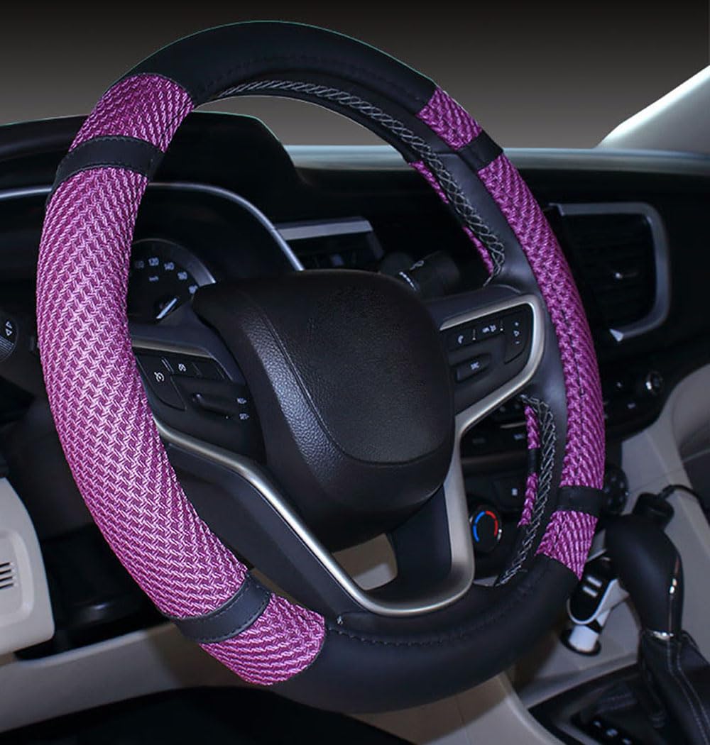 Istn Steering Wheel Cover Microfiber Leather Viscose, Breathable, Anti-Slip, Odorless, Warm in Winter Cool in Summer, Universal 15 Inches Purple
