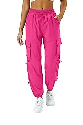 COPYLEAF Womens Parachute Cargo Pants with Pockets