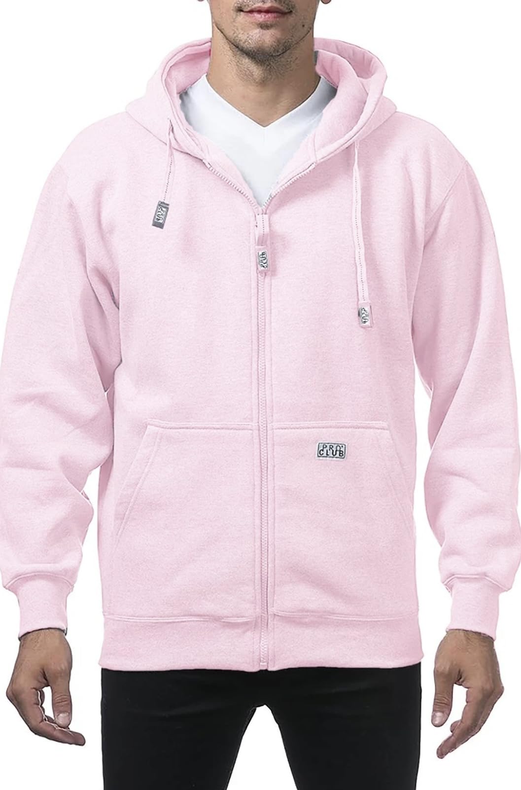 Pro Club Men's Heavyweight Full Zip Fleece Hoodie, Pink (US, Alpha, Medium, Regular, Regular) Image
