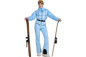 RIUIYELE Women's One Piece Ski Suit Slim Fit Snowsuits Jumpsuits Waterproof Winter Snowboarding Snow Suits