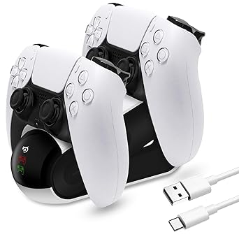 Bigmeda Ps5 Controller Ladestation Ps 5 Ladestation Ps5 Docking Station Charger Stand Mit Led Anzeige Kompatibel Mit Sony Ps5 Playstation5 Ps5 Dualsense Weiss Amazon De Games