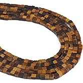 BEADIA Natural Yellow Tiger Eye Cube Spacer Beads 4mm Loose Square Stone Beads for Jewelry Making 38cm/Strand