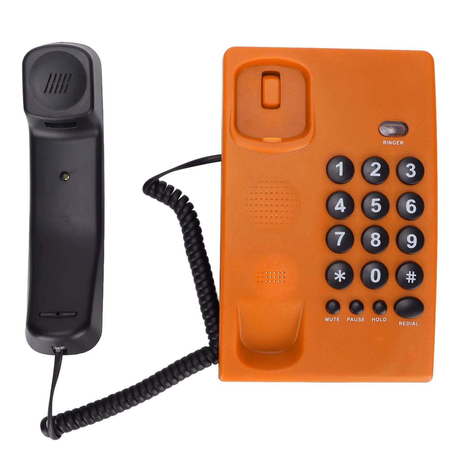 Corded Desk Telephone, Office Landline Corded Telephone with with Pause Function and Hold Function for Hotel Home Office School(Orange)