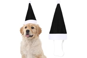 SilTriangle Adjustable Christmas Santa Hat for Dogs Cats, Mini Small Dog Cats Pet Santa Christmas Hat Party Decoration for Cat Small Dog Rabbit Puppy Doll Xmas Costume Accessories Outfit(Black)