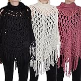Miss Posh Womens Cable Knit Turtleneck Poncho Jumper - One Size