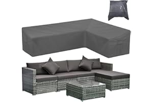 Skyour Patio Furniture Sectional Couch Sofa Cover Gray Weatherproof Heavy Duty 420D Oxford Outdoor L Shaped Sectional Garden Rattan Corner Sofa Furniture Protector Covers (Left Side Long: 112x87in)
