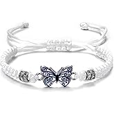 COLORFUL BLING Handwoven Butterfly Charm Bracelet for Women Adjustable Cute Animals Braided Strand String Friendship Bracelet Friendship Couple Jewelry