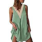 Ekouaer Womens Satin V Neck Nightgown Sleeveless Tank Sleepwear Nightdress