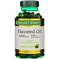 Nature's Bounty Flaxseed Oil 1200 mg, Rapid Release Softgels, Natural, White, 125 Count, Pack of 2