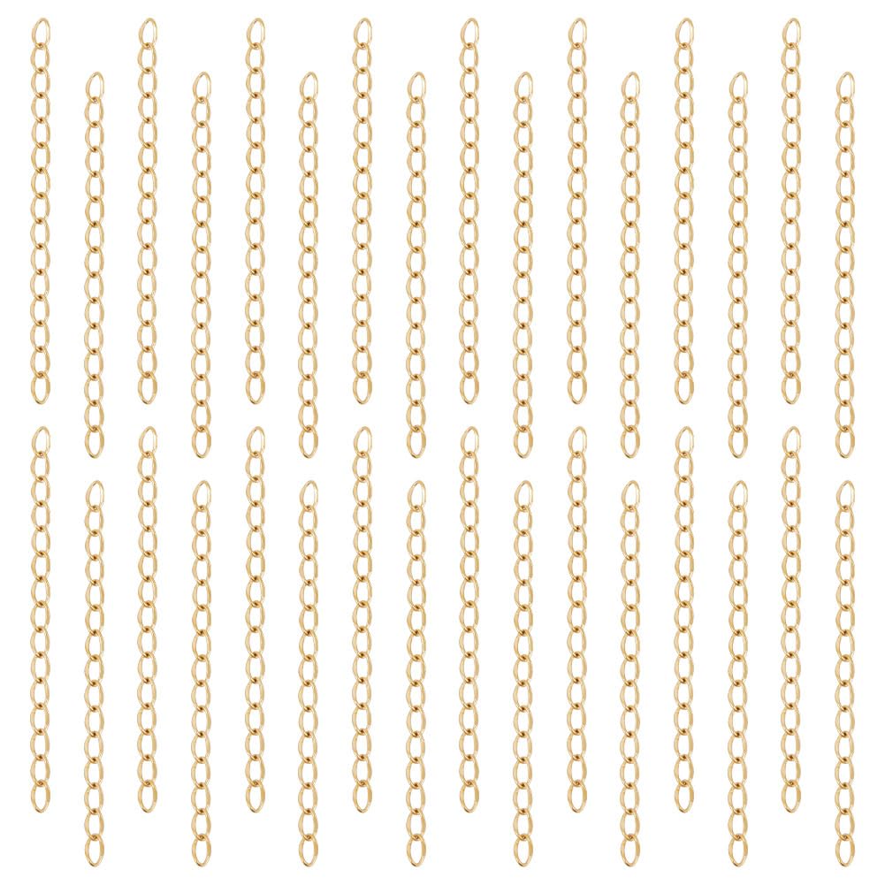 UNICRAFTALE 80Pcs Curb Chain Extension End Chains Stainless Steel Extension Chain Golden Chains Curb Chain Extender Tails Chain Bracelet Necklace Extension Chains for DIY Jewelry Making