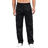FFLDBN Men’s Fleece Sweatpants with Pockets Wide Straight Leg Open Bottom Pants Baggy Activewear Joggers for Men Workout