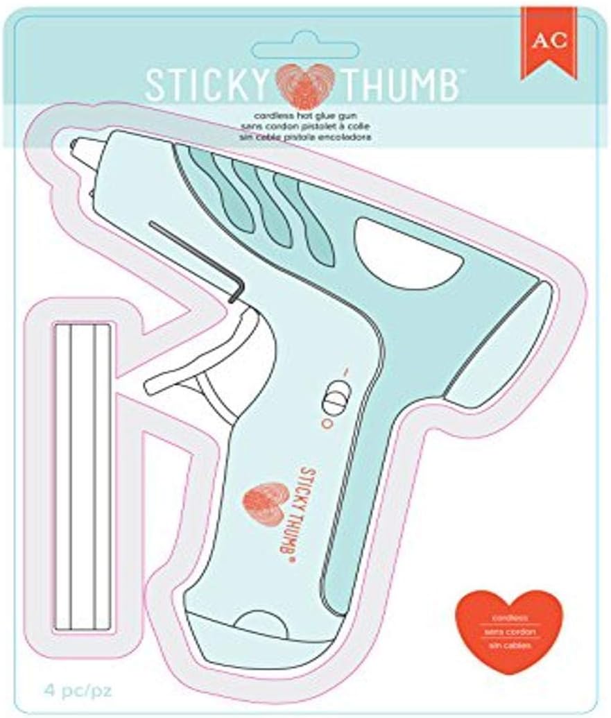 American Crafts Sticky Thumb Cordless Hot Glue Gun with Three Sticks