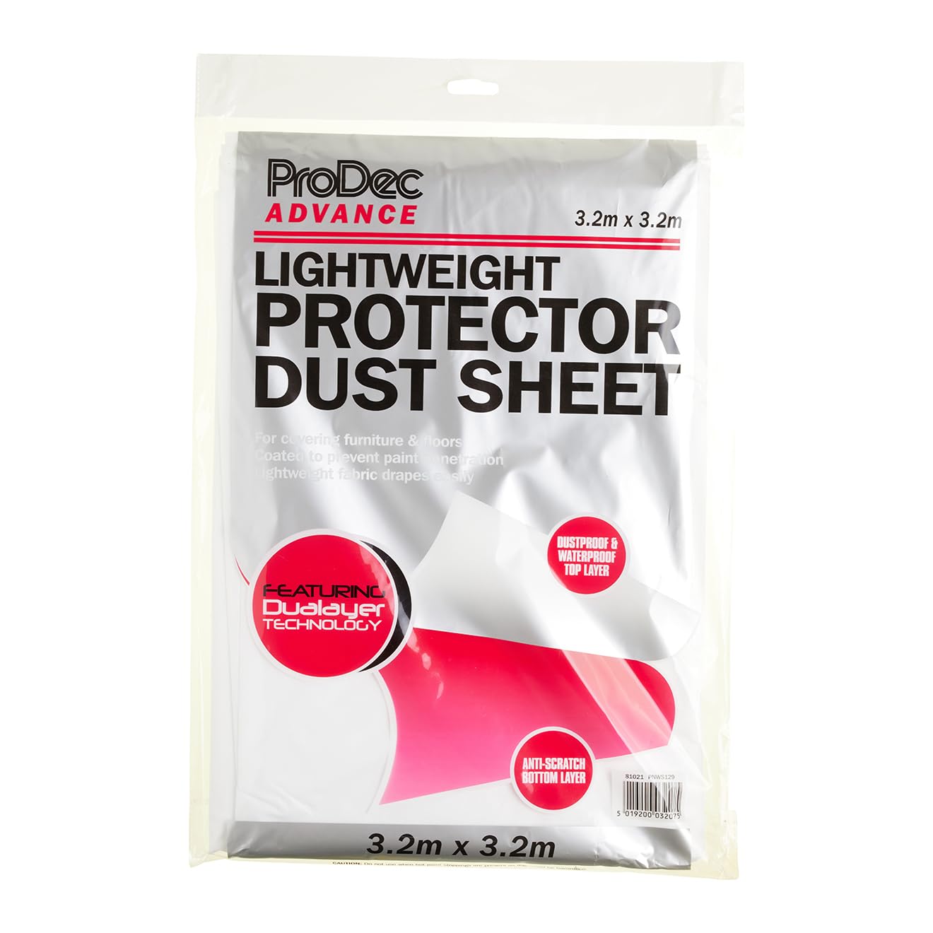 ProDec Advance Lightweight 3.2m x 3.2m Non-Woven Dust Sheet Dustproof and Waterproof Ideal for Covering and Protecting Floors and Furniture from Spills and Splashes When Painting and Decorating
