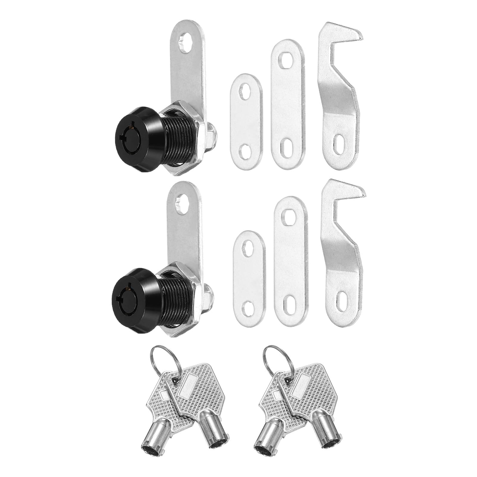 PATIKIL 5/8 Inch Black Cabinet Locks with Silver Keys, 2 Pack Zinc Alloy Cam Lock Cylinder RV Lock Set Keyed Alike for Cabinet RV Drawer Storage Door Tool Box