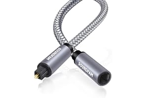 Optical Extension Cable SOUNDFAM TOSLINK Audio Cable[24K Gold-palted Connector,Nylon Braid Jacket] Fiber Optic TOSLINK Male t