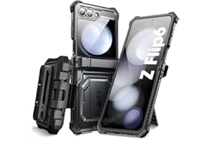i-Blason for Samsung Galaxy Z Flip 7 FE Case, Z Flip6 Case with Stand, [Built-in Screen Protector] [Hinge Protection] [Belt-Clip], Military Phone Case for Samsung Z Flip 7 FE/6/5, Armorbox, Black