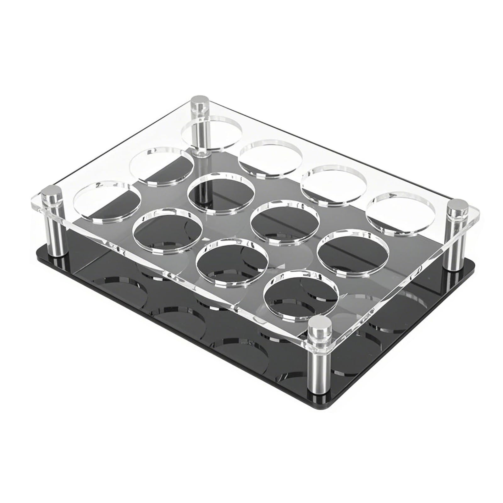 Photo 1 of GeryVtee 12 Shot Glass Holder Acrylic Shot Glasses Holders Wine Glass Cup Serving Tray Cups Organizer Shot Glass Display Bar Accessories for Party, Bar, Club, Hole: 1.5"