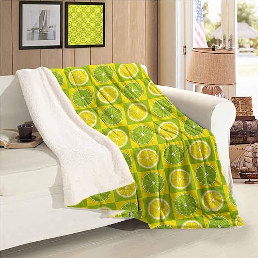Lime Green Throw Blankets Throw Size, Lemon and Lime Figures in Pop Art