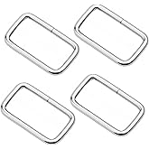 CRAFTMEMORE Metal Rectangle Buckle Ring Fits 1-1/4", 1-1/2" Strap Heavy Duty Rectangular Cord for Bag Belt Loop Purse Making (1-1/2" x 20 pcs, Silver)