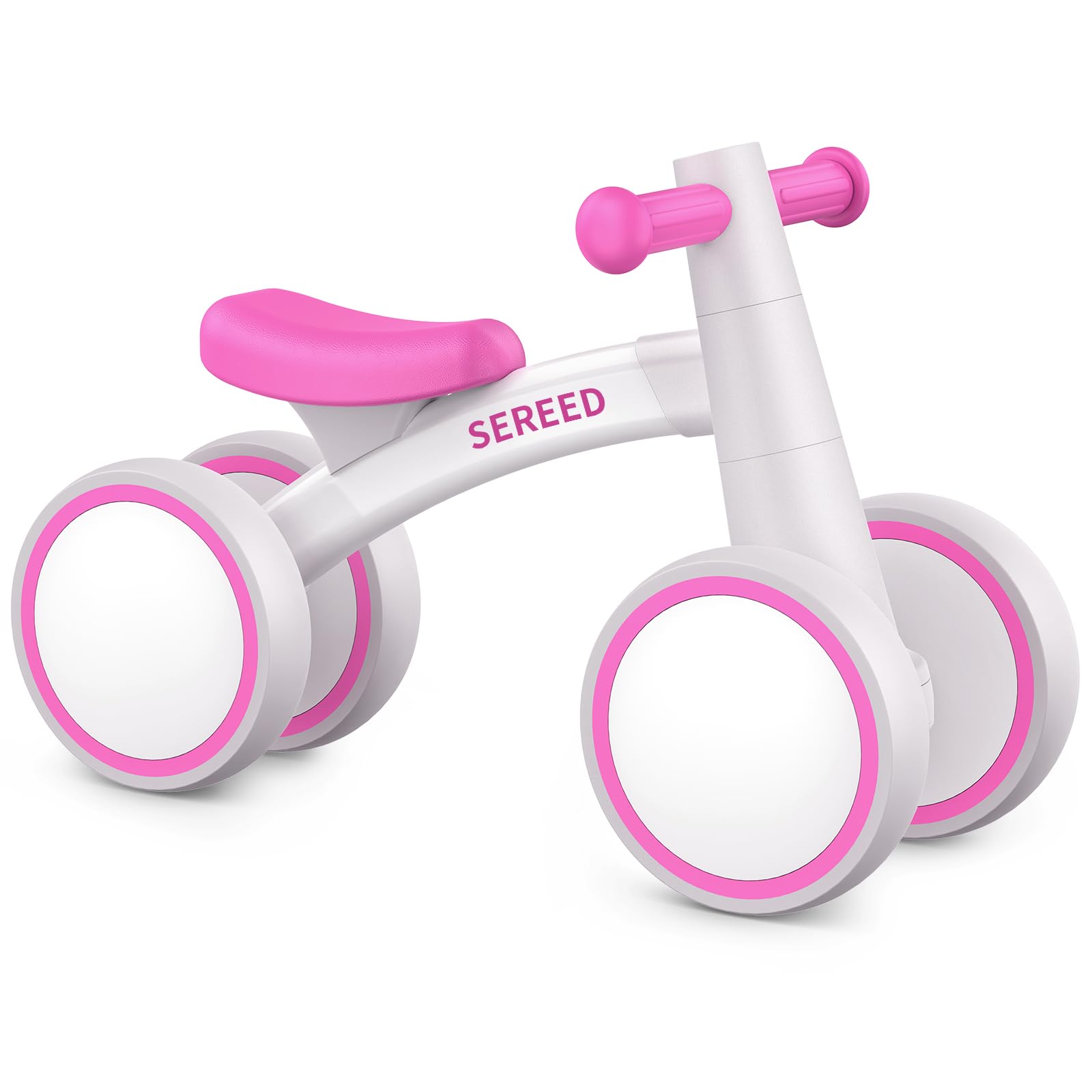 Photo 1 of SEREED Baby Balance Bike for 1 Year Old Boys Girls 12-24 Month Toddler Balance Bike, 4 Wheels Toddler First Bike, First Birthday Gifts (Rose)