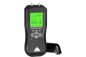 VOLCANOES CLUB Digital Wood Moisture Meter - Firewood Moisture Tester - Drywall Humidity Detector - Professional Moisture Meter for Firewood Lumber Concrete Floors Building Material (Pin-Type Tool)