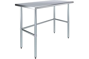 AmGood 24" X 48" Stainless Steel Work Table Open Base | NSF Kitchen Island Food Prep | Laundry Garage Utility Bench
