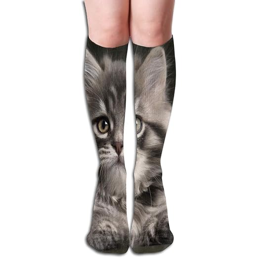 Amazon Com Socks Long Haired Gray Kitten Personalized Womens