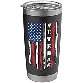 Veteran American Flag Travel Coffee Tumbler With Lid 20 oz Stainless Steel Insulated Tumbler