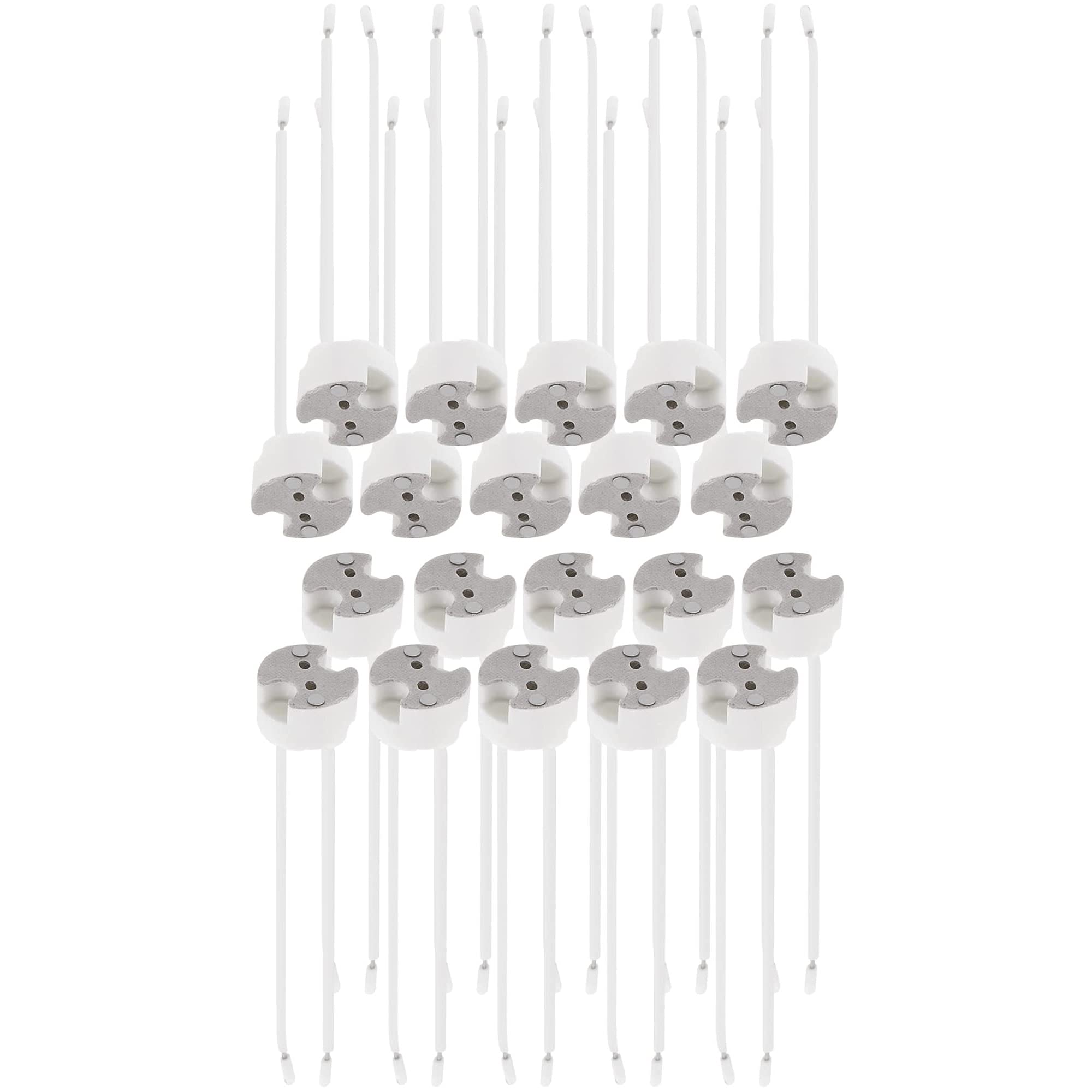 Hsthe Sea 20 Pack of MR16 GU5.3 Led Bulb Base Ceramic Socket,MR16 G5.3 Mr11 Lamp Holder for 12V Halogen & LED Bulb,Wire Connector Base Socket Adapter