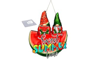 FOMIYES Summer Wooden Hanging Sign with Watermelon and Gnome Design, Intricately Crafted Outdoor Decor