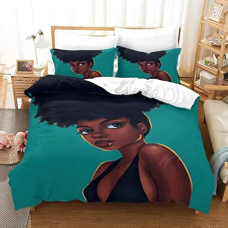 Amazoncom 3d African Black Girl Duvet Cover Full Sizeblack Magical Girl Bedding Set Ethnic Sexy Afro Girl Woman Bedroom Set With Zipper Closure Corner Ties1duvet Cover 2 Pillowcases Kitchen Dining