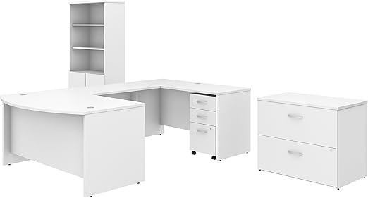 Amazon Com Studio C 60w X 36d U Shaped Desk With Bookcase And