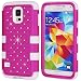 Galaxy S5 Case, KAMII 3 Layers Verge Hybrid Soft Silicone Hard Plastic Triple Quakeproof Drop Resistance Protective Case Cover for Samsung Galaxy S5 (Rose White)