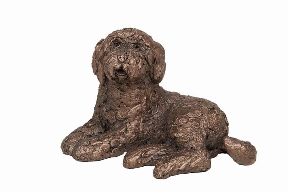 Koko the Labradoodle dog sitting Frith Sculpture Ornament made from Cold Cast Bronze