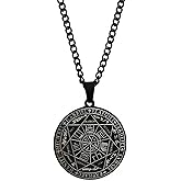 Chiorgone Seven Archangels Seal Necklace - Black Titanium Steel Amulet Pendant for Men Women Protection & Spiritual Guidance