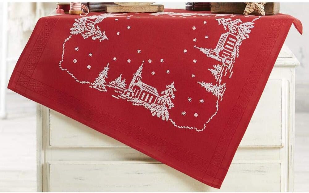 Amazon.com: Herrschners® Christmas Church Table Topper Stamped Cross