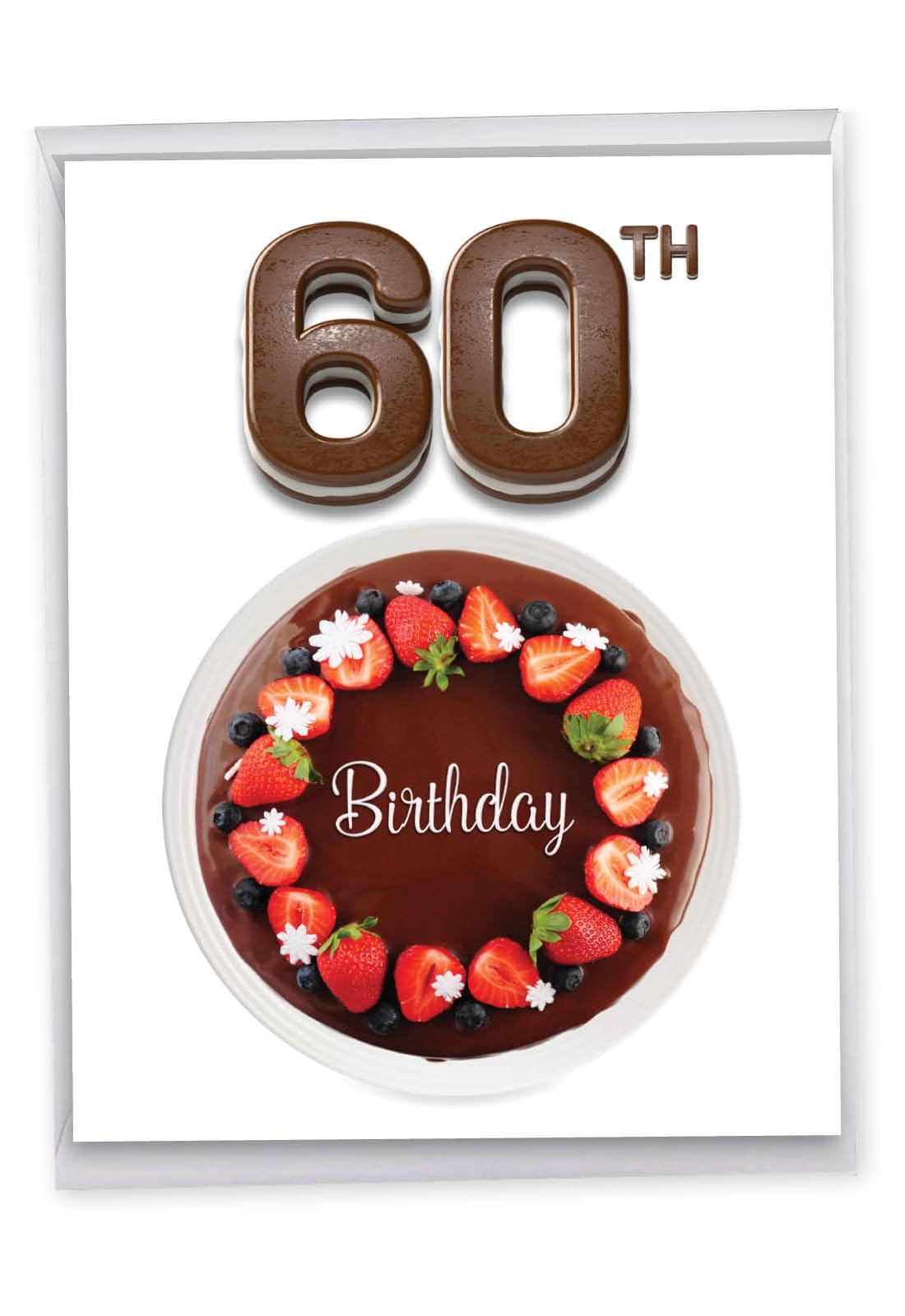 The Best Card Company - Fun Jumbo Birthday Greeting Card (8.5 x 11 Inch) - Delicious Bday Cake Celebration, Big Milestone Notecard with Envelope - Big Day 60 J7060GMBG