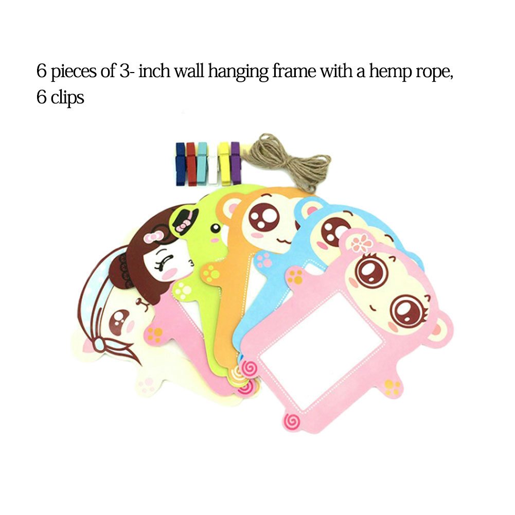 Instax Mini Photo Frame, 2x3” Decor Hang Paper Photo Frame for Fujifilm Instax mini 8,7S,25,50S,90 Instant Camera Films, Polaroid Photo Frame (Bear, 6 Pcs)