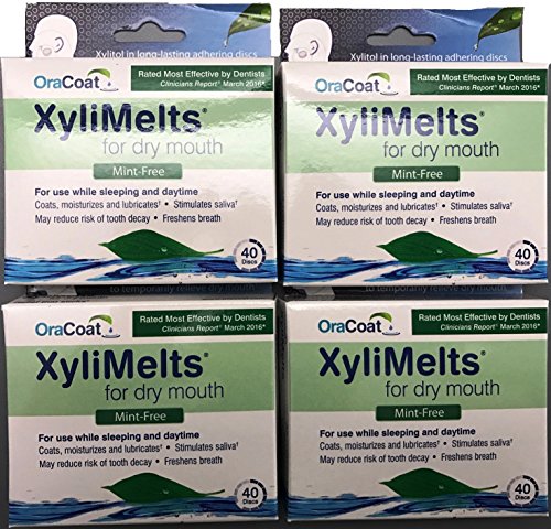 Xylimelts discs for dry mouth, mint free, 40 ea - 4pc