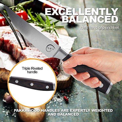 Everyday Kitchen Gadgets-Steak Knife Set- Stainless Steel-Straight Edge-Pakkawood Handle - Thumbnail 2