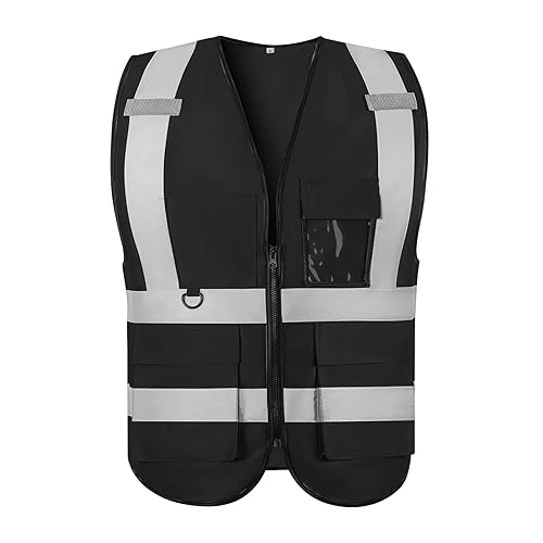 Brtsafety Safety Vest Workwear - High-Visibility Vests for Men women with Pockets Class 2 Surveyor Breathable Safety vest Mesh Fabric Safety Vest with Zipper