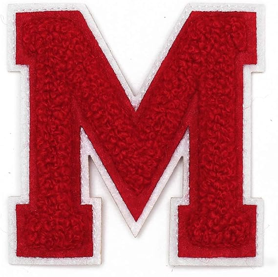 Letter M 21/2" Chenille Stitch Varsity IronOn Patch by pc, TR12154 (Red) Arts