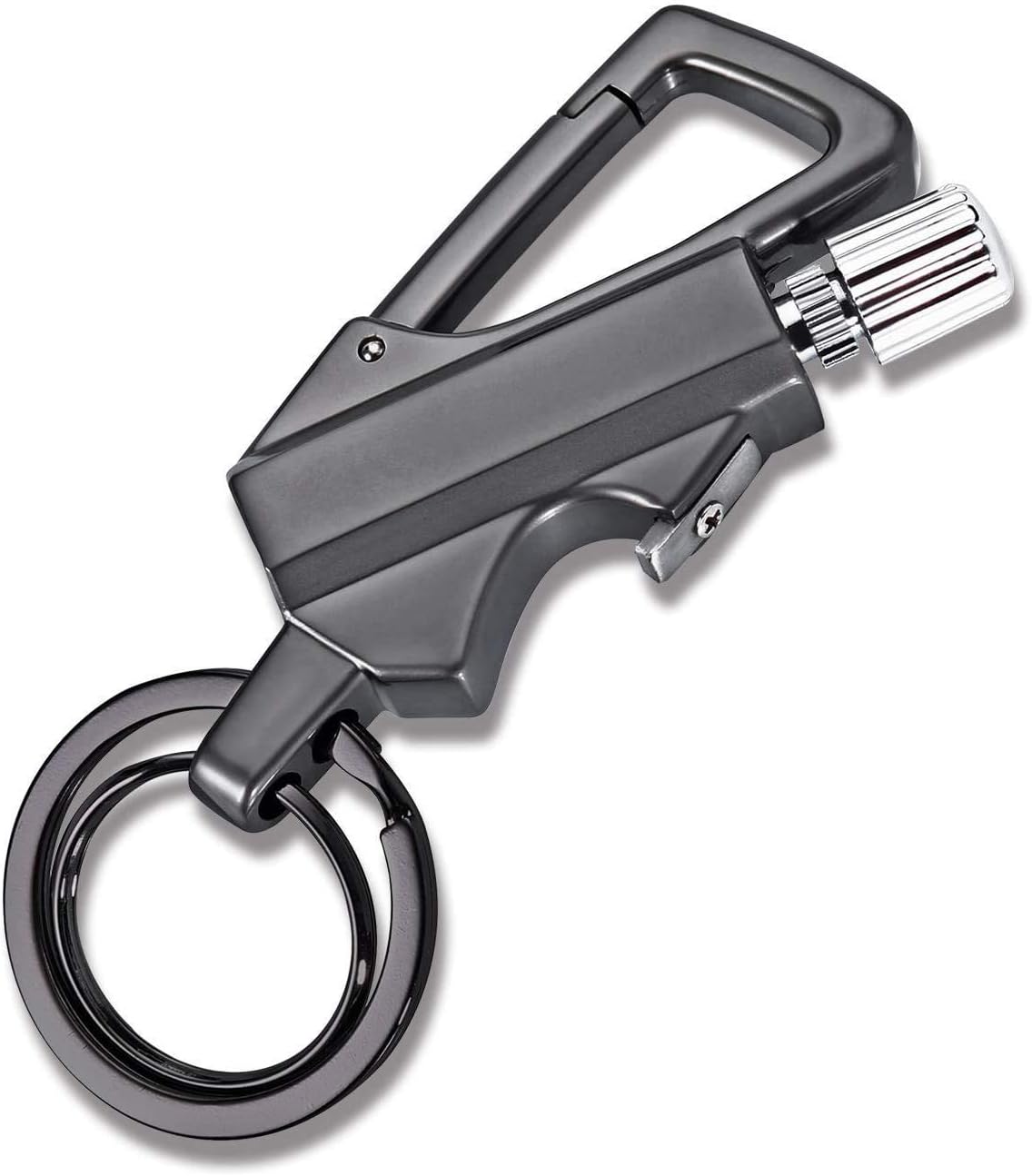 Keychain Multitool with Flint Metal Matchstick Fire Starter, Heavy Duty Key Chain Bottle Opener, Mountaineering Buckle Kerosene Refillable Lighter EDC Gift Ideas Emergency Survival Gear