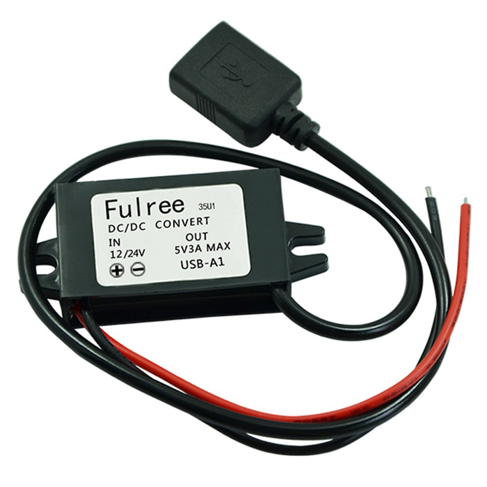 HOMREE DC DC Converter Buck Module 12V/24V to 5V 3A USB Output Step Down Voltage Regulator Charge for Samsung Galaxy , iPad iPhone 4S 5 6/6 Plus etc (Standard USB)